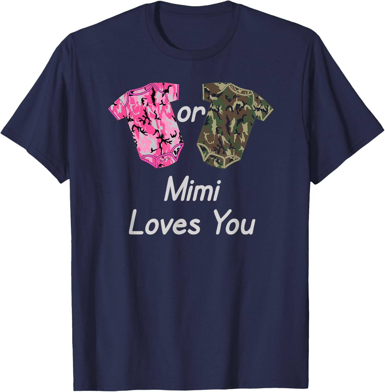 Gender Reveal Mimi Pink or Green Camoflage T-Shirt - T-Shirt | Navy