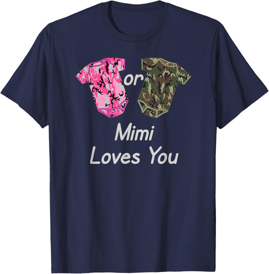 Gender Reveal Mimi Pink or Green Camoflage T-Shirt - T-Shirt | Navy