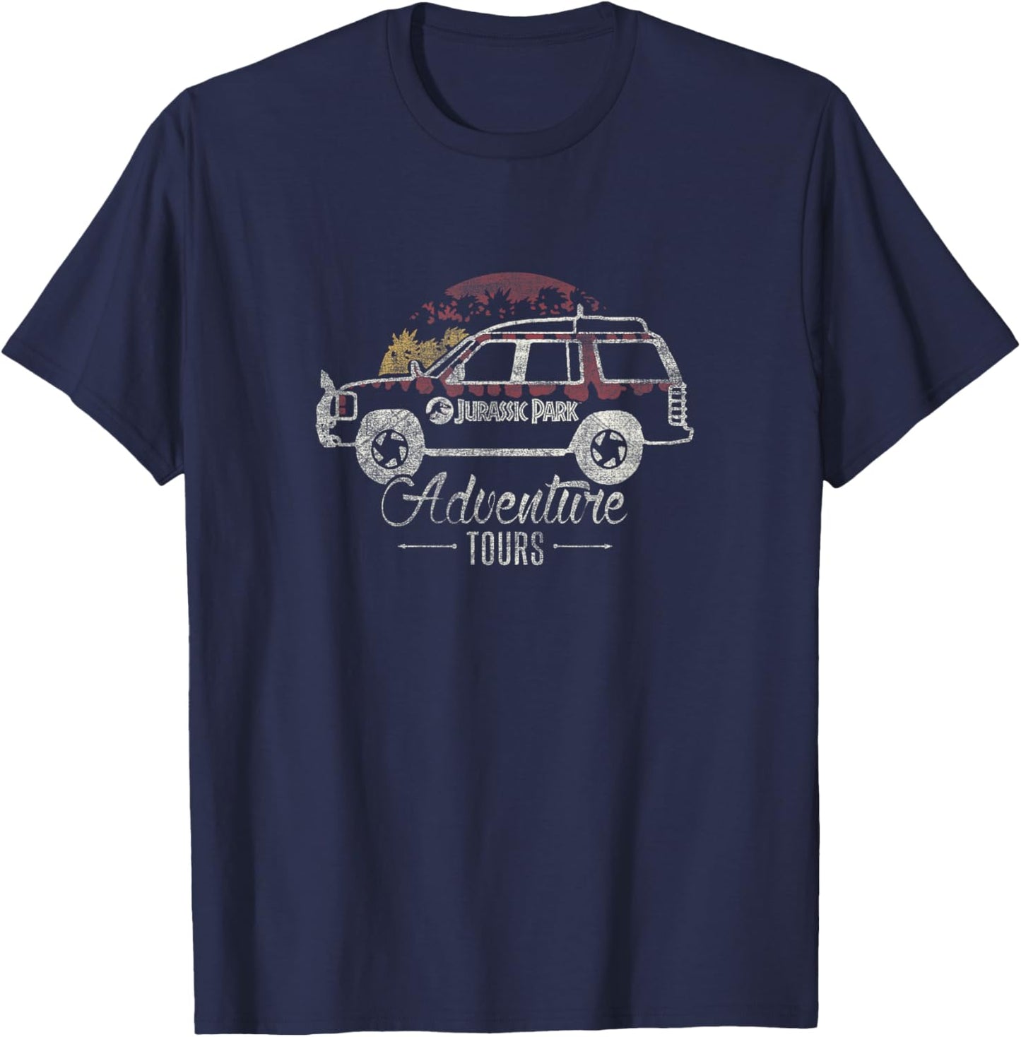 Jurassic Park Jeep Outline Color Pop Adventure Tours T-Shirt - T-Shirt | Navy