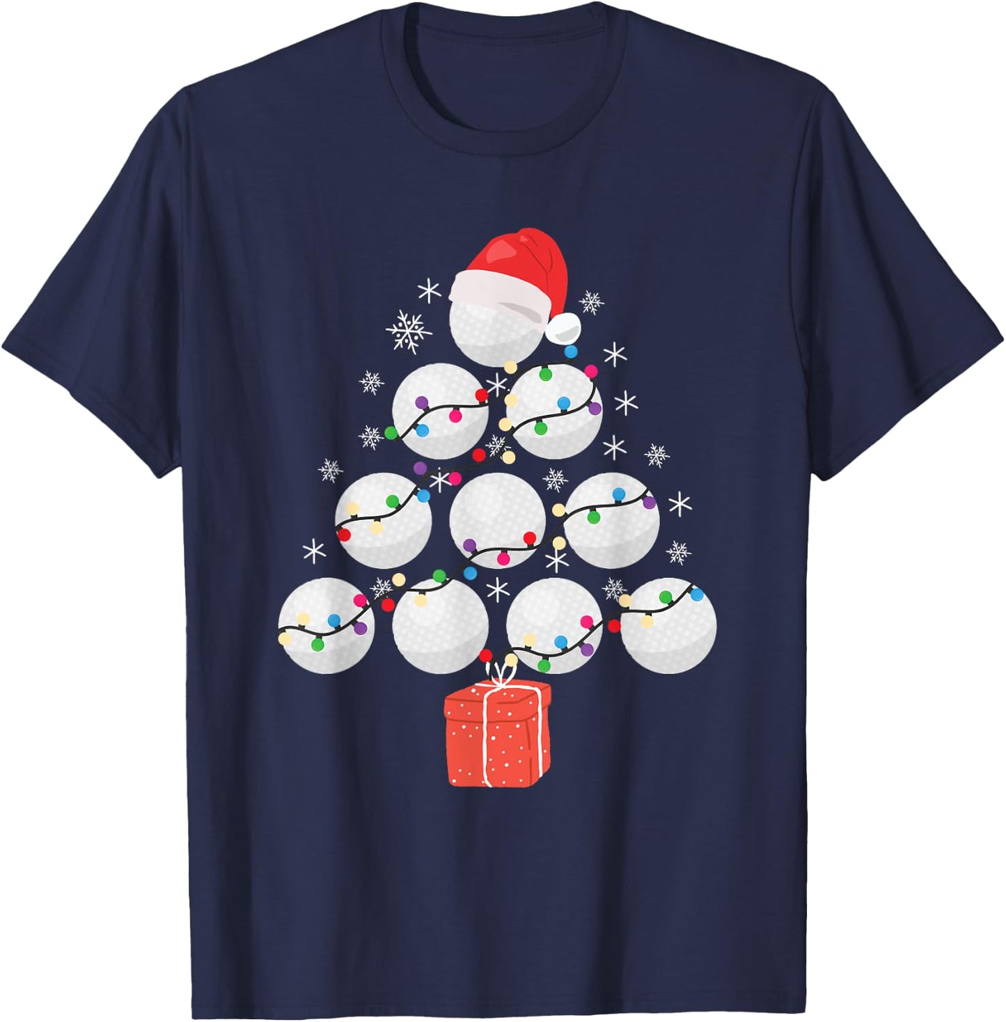 Funny Golfing Christmas Tree Christmas Golf Ball Golfer T-Shirt - T-Shirt | Navy