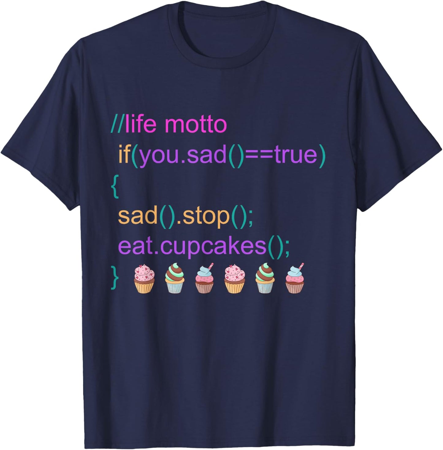 Funny Programmer Eat Cupcake Great Coder updates T-Shirt - T-Shirt | Navy