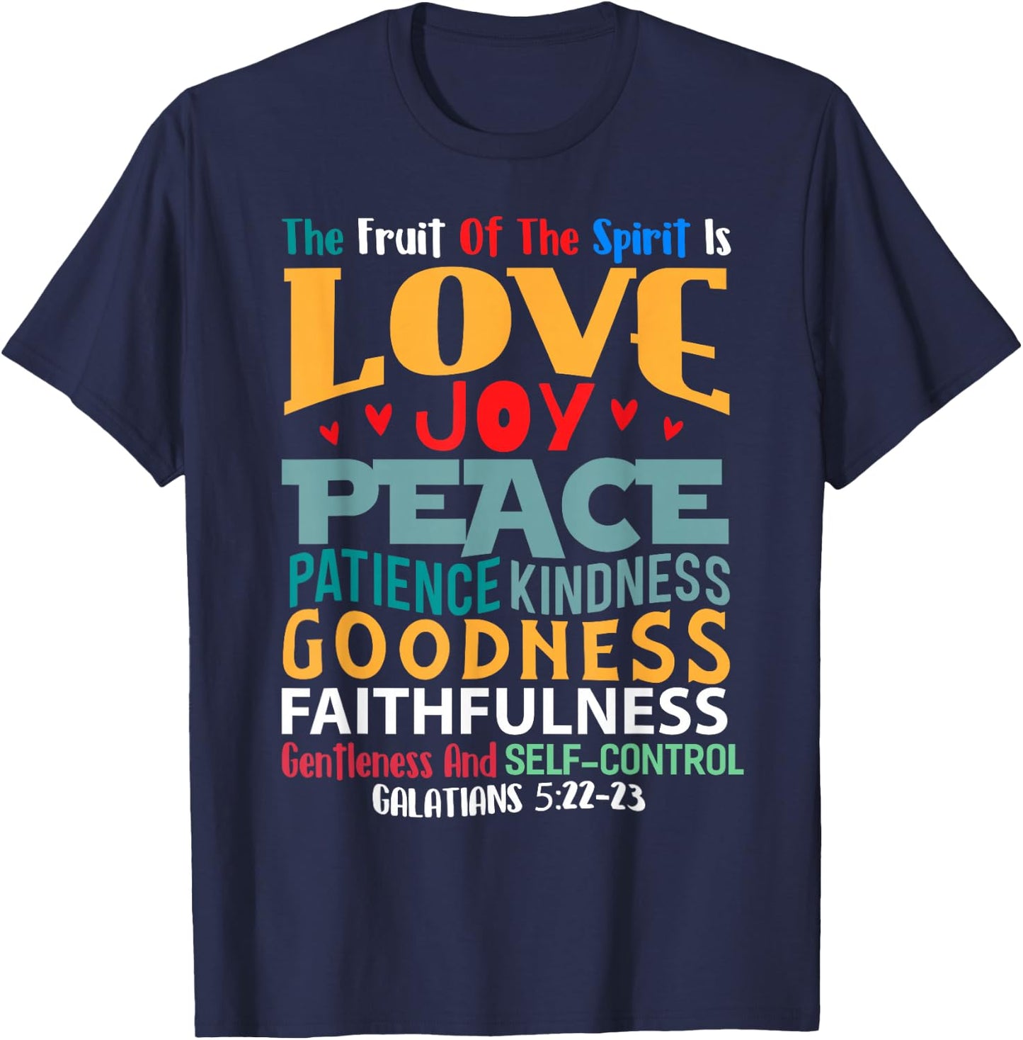 Religious Designs By ShirtZilla Fruit Of The Spirit Christian Bible Verse T-Shirt - T-Shirt | Navy