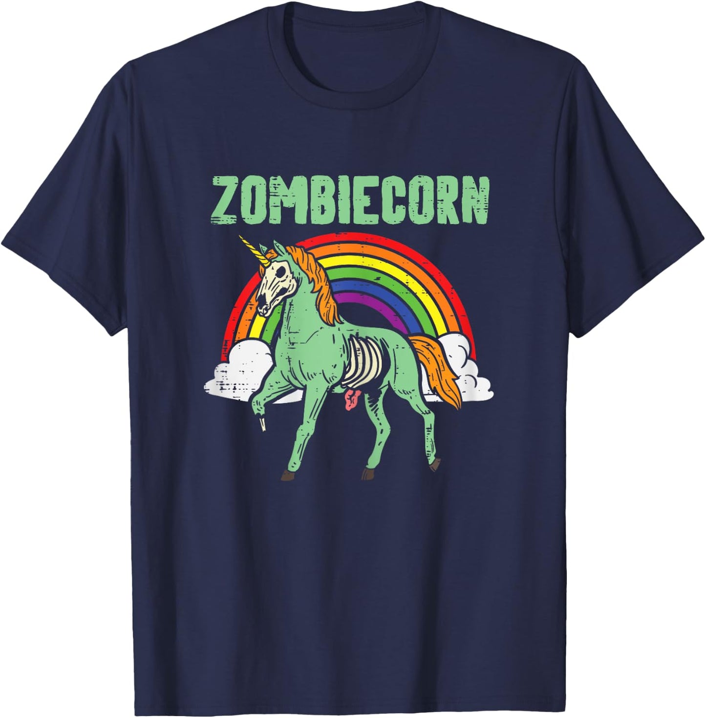Zombicorn Zombie Unicorn Rainbow Scary Halloween Girls Women T-Shirt - T-Shirt | Navy