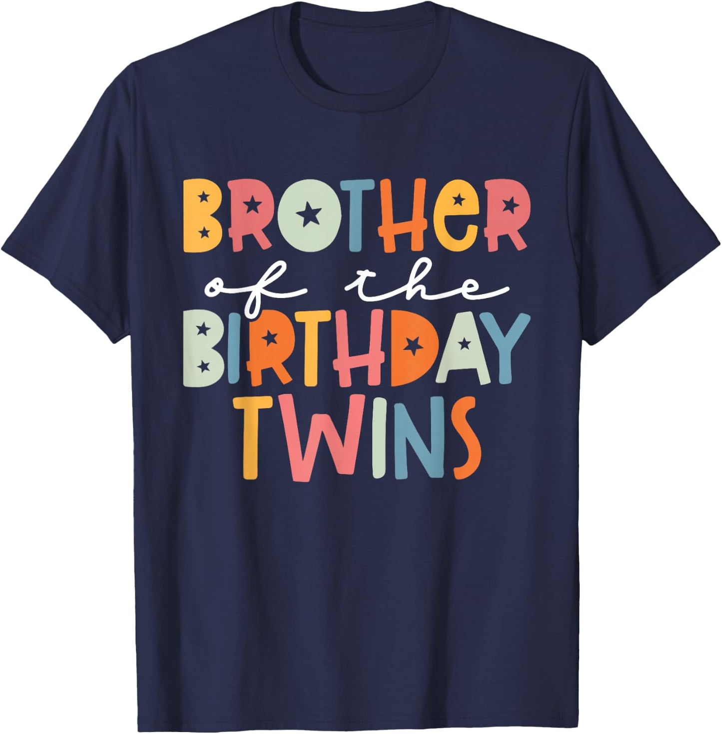 Brother of The Birthday Twins Kids Big Brother of Twins Bday T-Shirt - T-Shirt | Navy