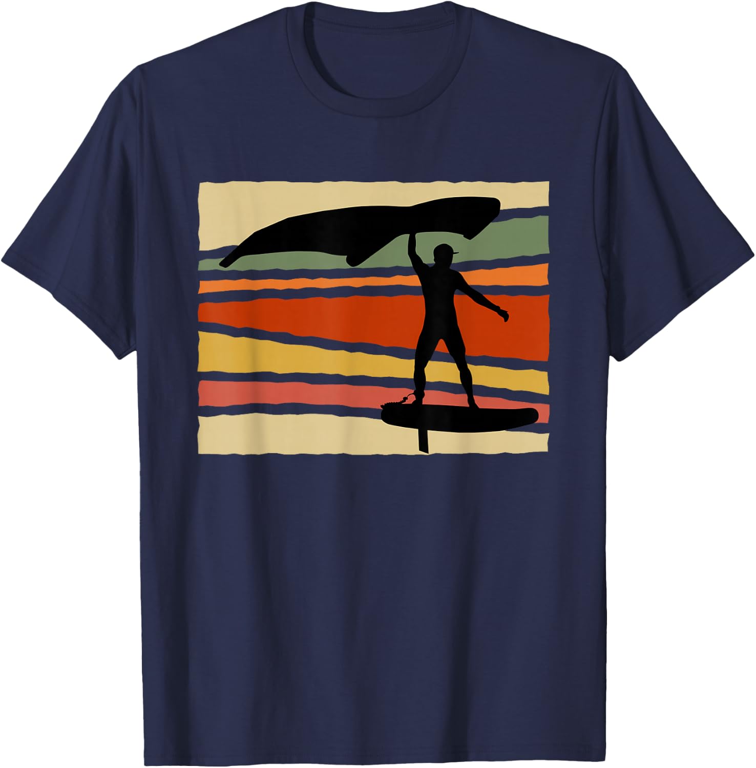 Wingsurf Wingfoil Wing Foil Surf Retro Surfer T-Shirt - T-Shirt | Navy