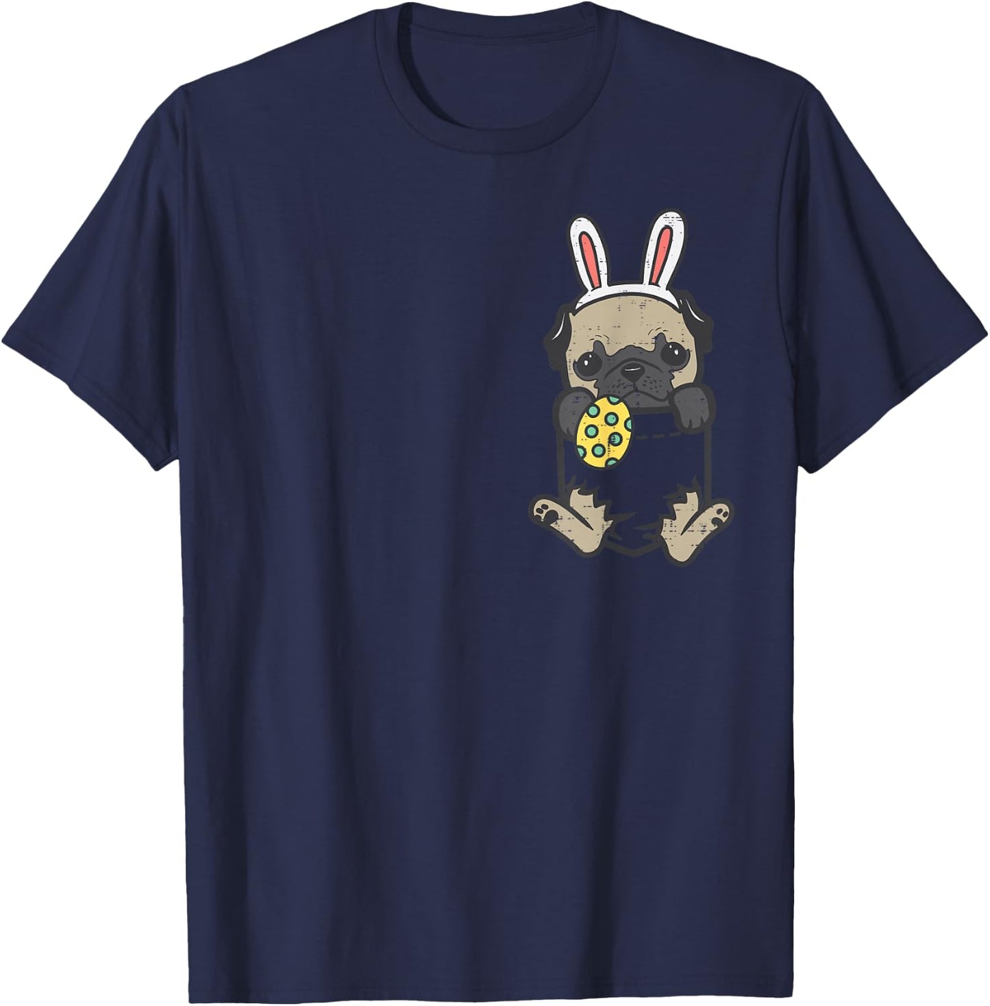 Pocket Easter Pug Feet Bunny Dog Lover Owner Men Women Kids T-Shirt - T-Shirt | Navy