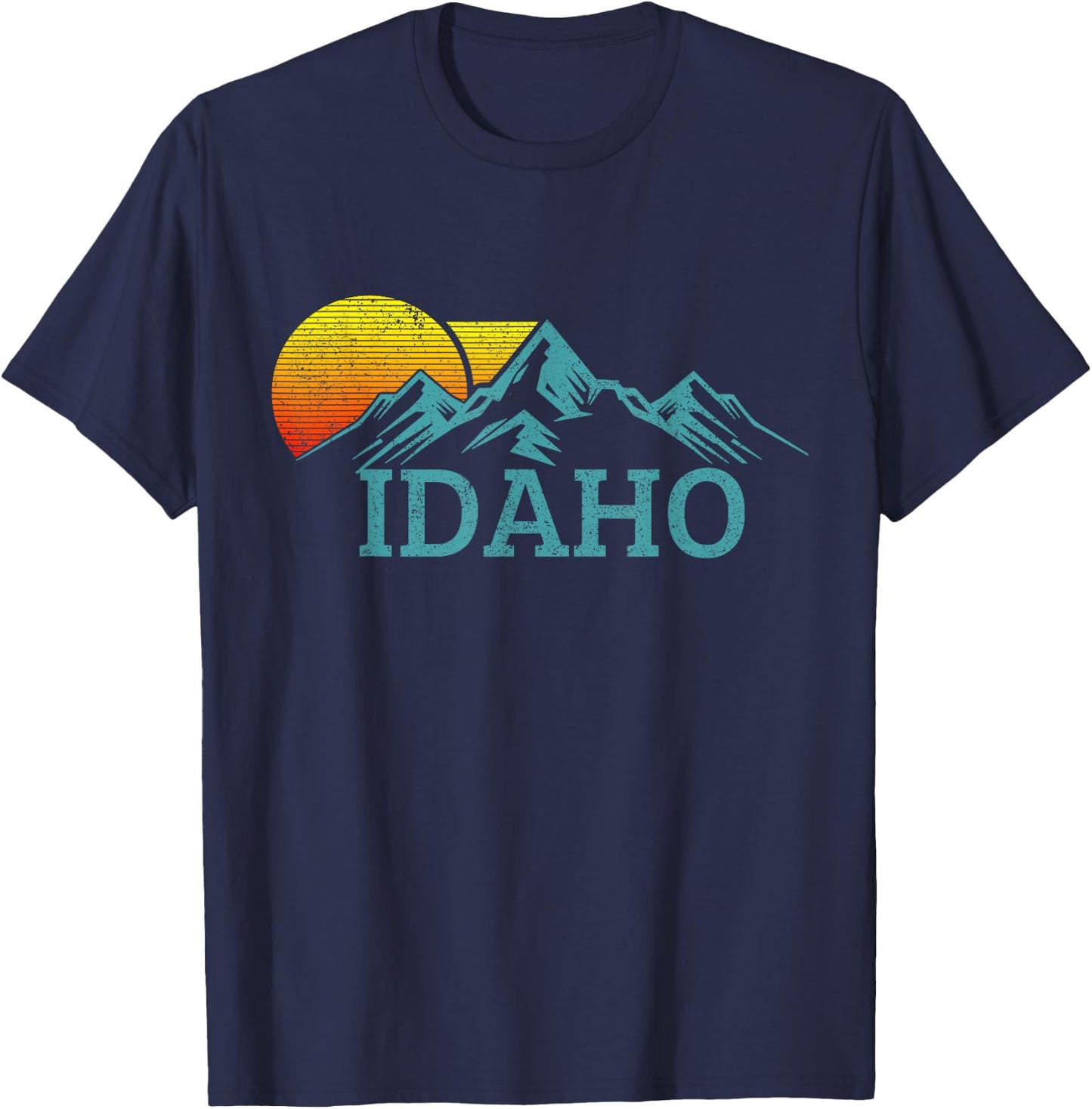 Idaho Vintage Mountains Sunset Hiking Nature Souvenir T-Shirt - T-Shirt | Navy
