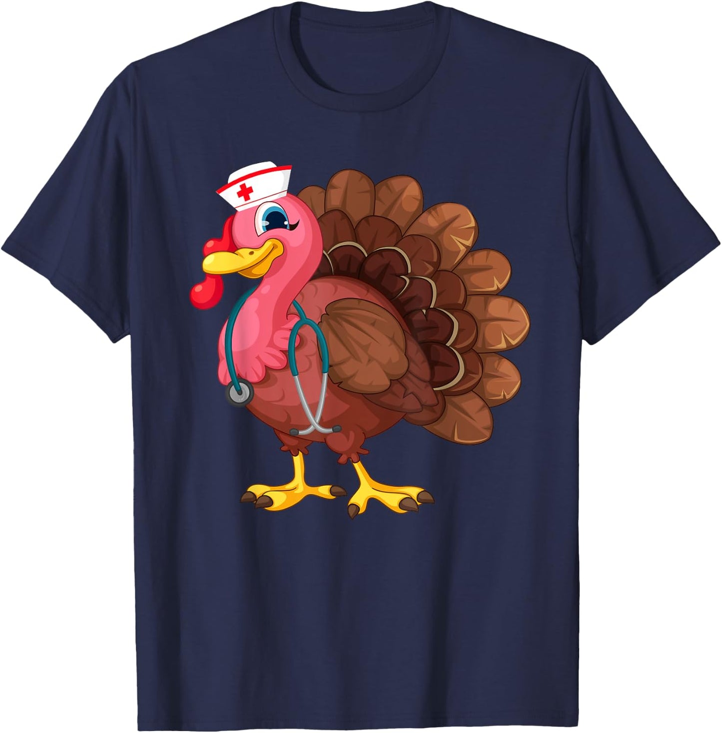 Cute Nurse Gifts Turkey Funny Thanksgiving Doctor Nursung T-Shirt - T-Shirt | Navy