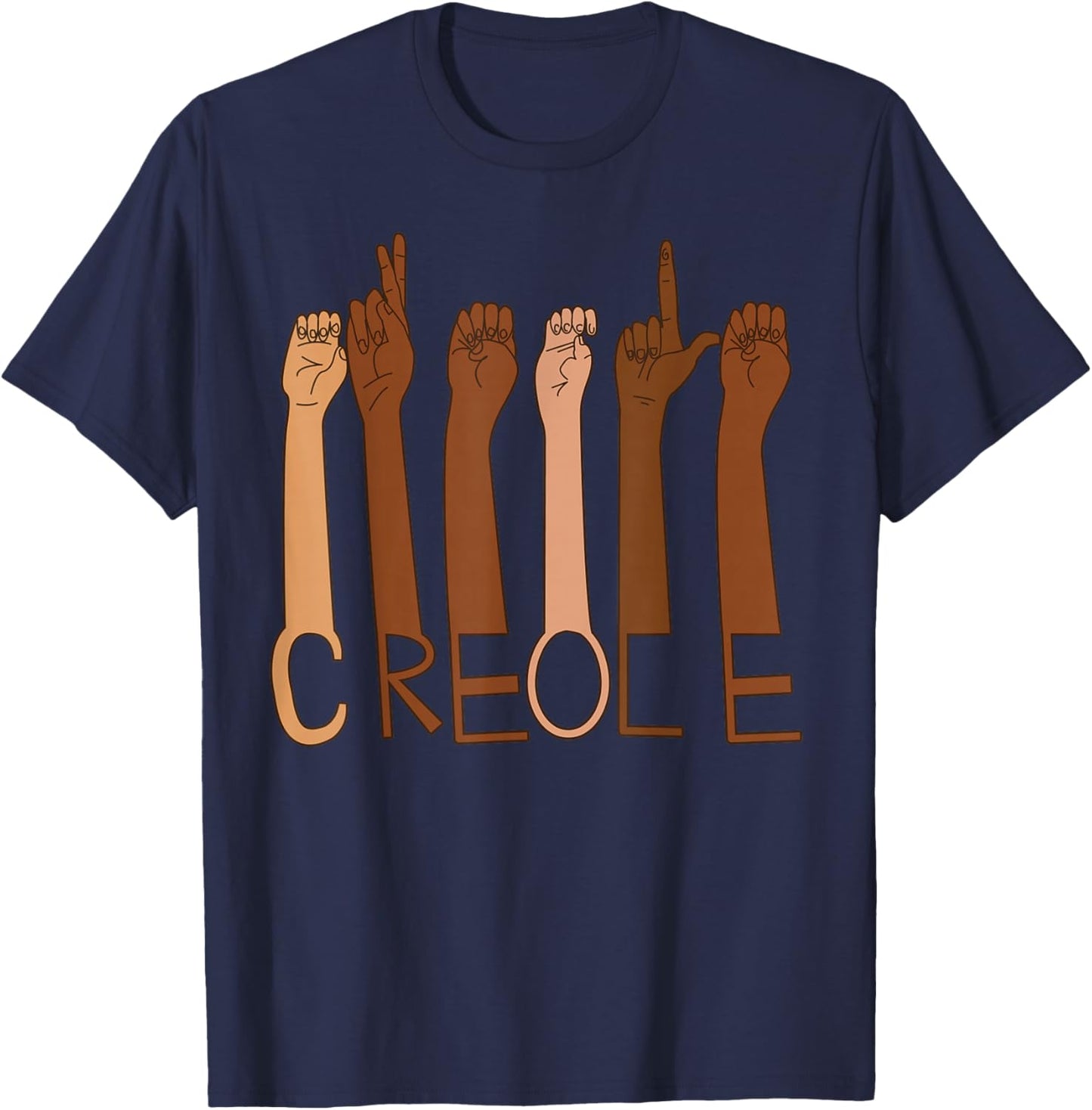 Creole Pride Diversity Inclusive Louisiana New Orleans ASL T-Shirt - T-Shirt | Navy