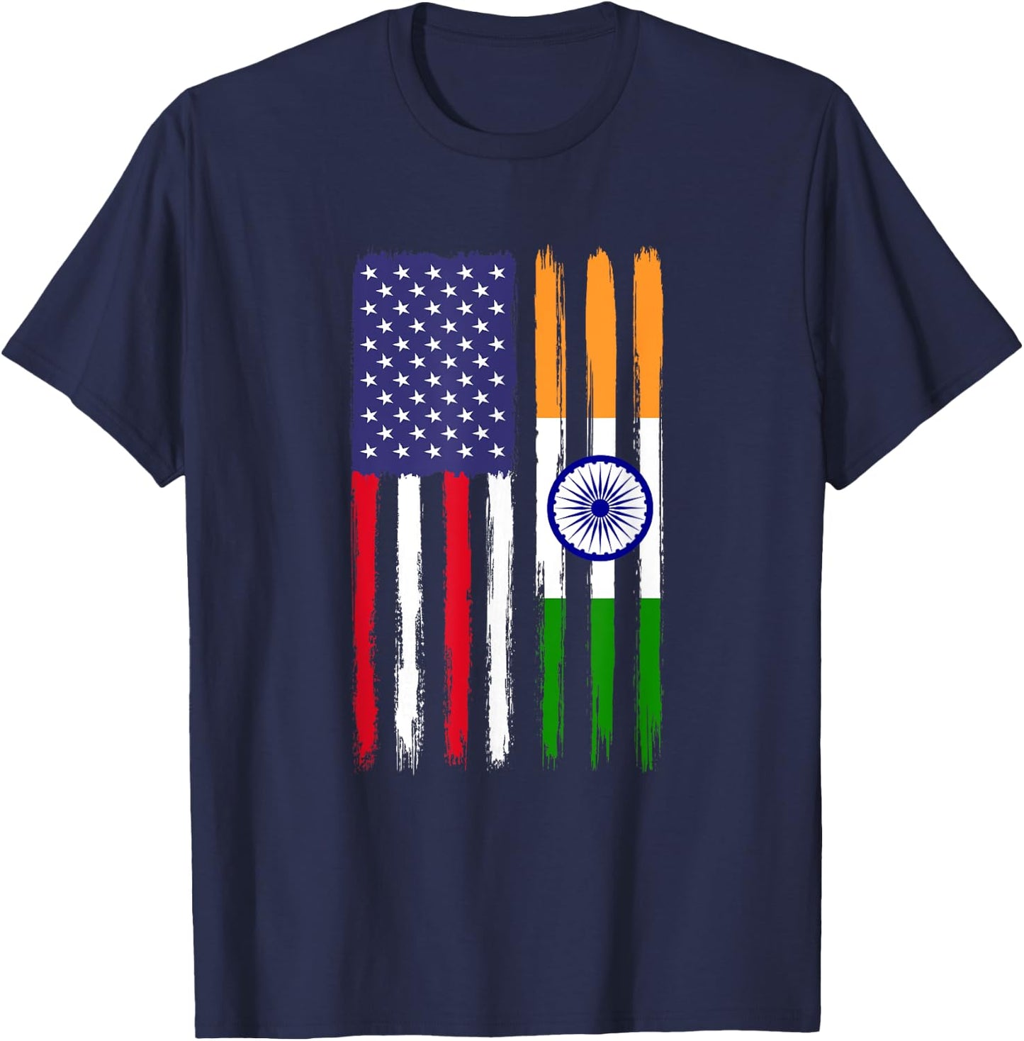 Indian Roots Half American Flag Patriotic Indian T-Shirt - T-Shirt | Navy