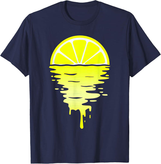 Lemon Sunset Over Sea T-Shirt - T-Shirt | Navy