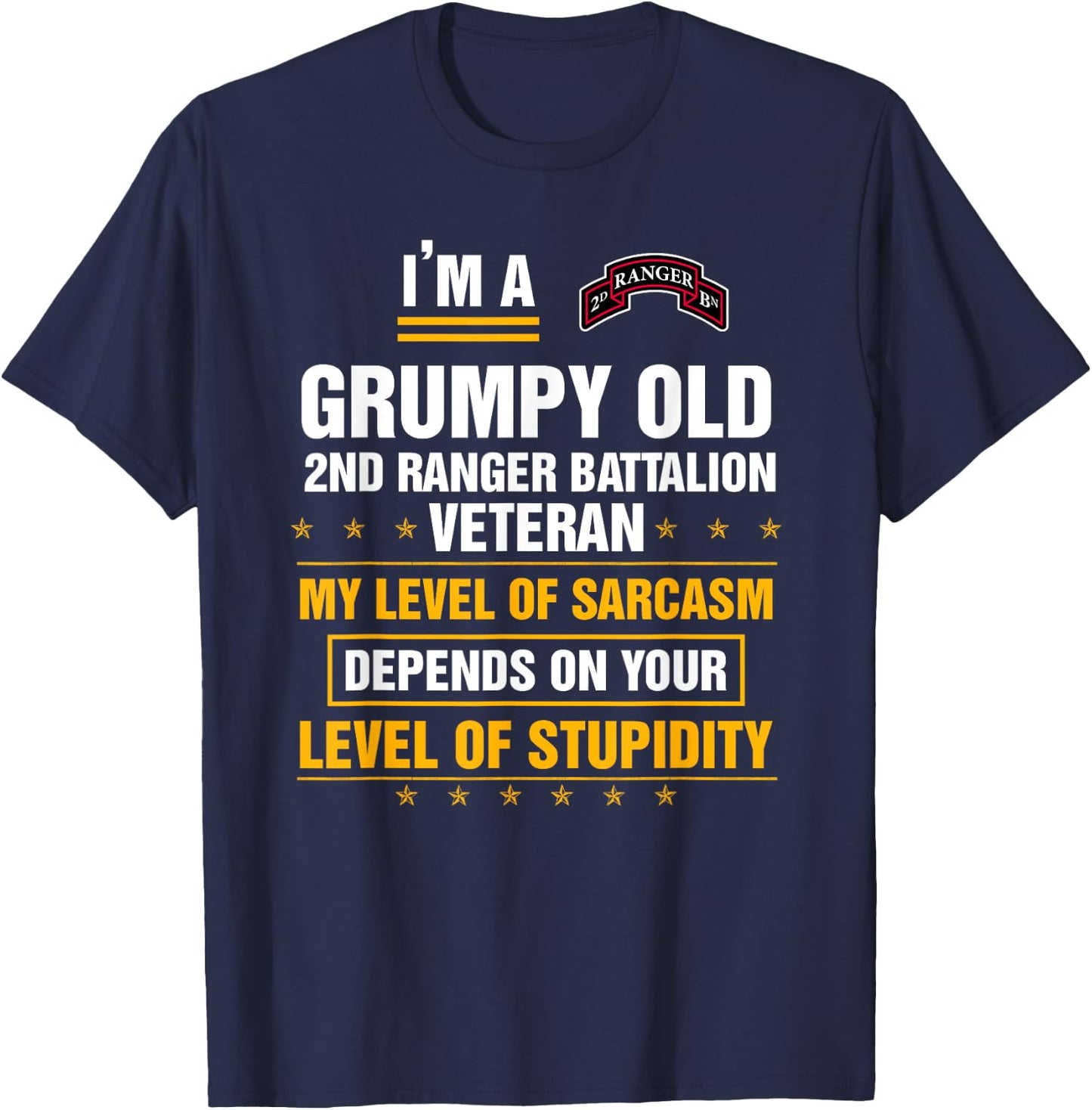 Grumpy Old 2nd Ranger Battalion Veteran Soldier Funny Xmas T-Shirt - T-Shirt | Navy
