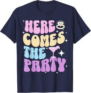 Bachelorette Party Here Comes The Party Bride Bridal Shower T-Shirt - T-Shirt | Navy