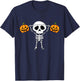 Skeleton Lifting Pumpkins Funny Halloween Snatch Barbell T-Shirt - T-Shirt | Navy