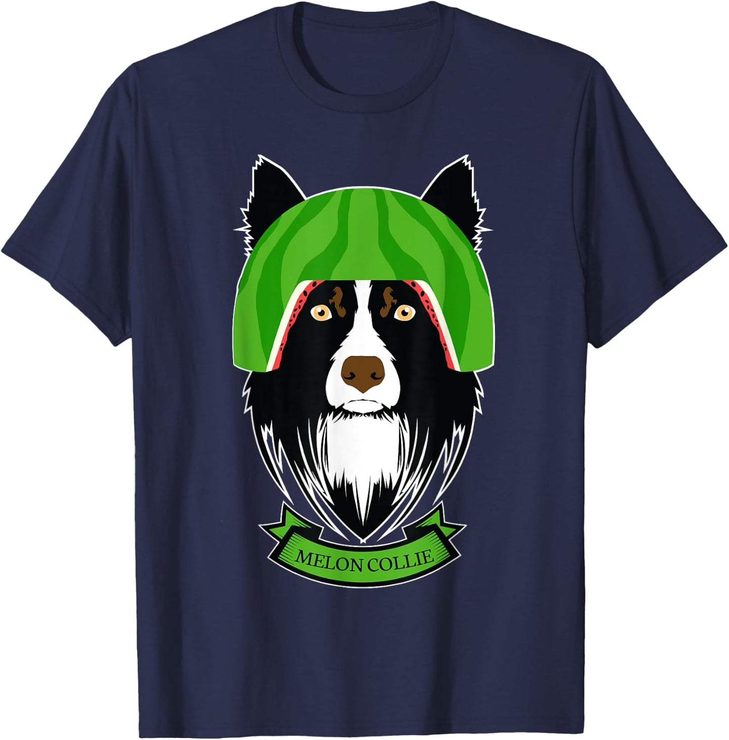 Funny Melon Collie Melancholy Dog Lover Pun Rough Collie Men Women Kids T-Shirt - T-Shirt | Navy