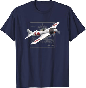 A6M Zero Fighter Japan WW2 Fighter Plane T-Shirt - T-Shirt | Navy