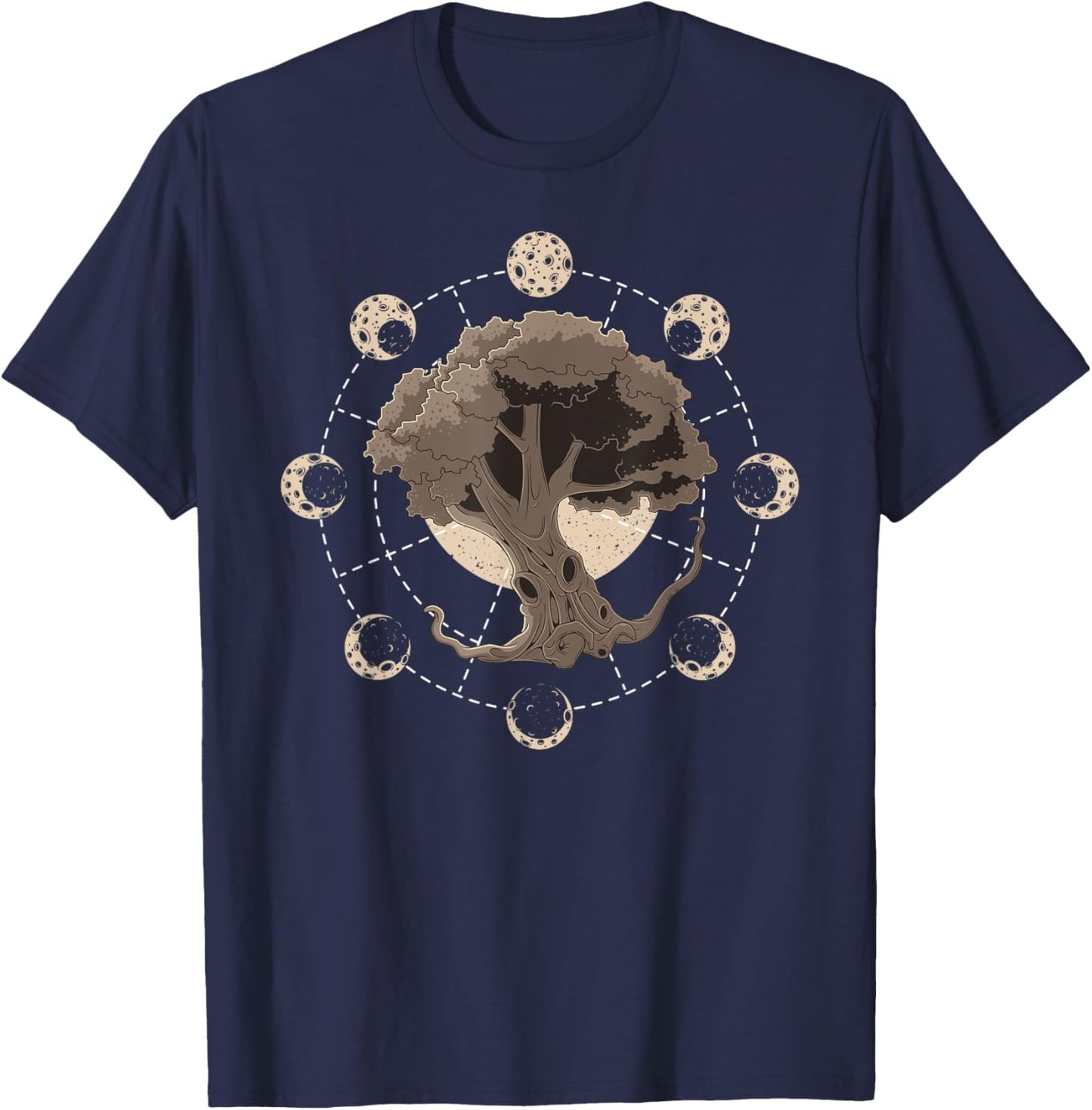 Phases of the Moon Tree of Life Yggdrasil Meditation Yoga T-Shirt - T-Shirt | Navy