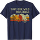 Vintage Sunset Horse Wildlife Animal Save Our Wild Mustangs T-Shirt - T-Shirt | Navy
