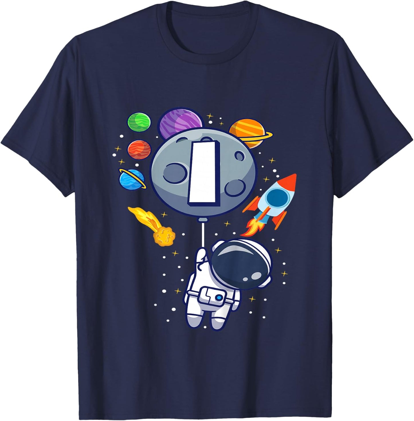 Kids First Birthday Astronaut 1 Year Old Birthday Boy T-Shirt - T-Shirt | Navy