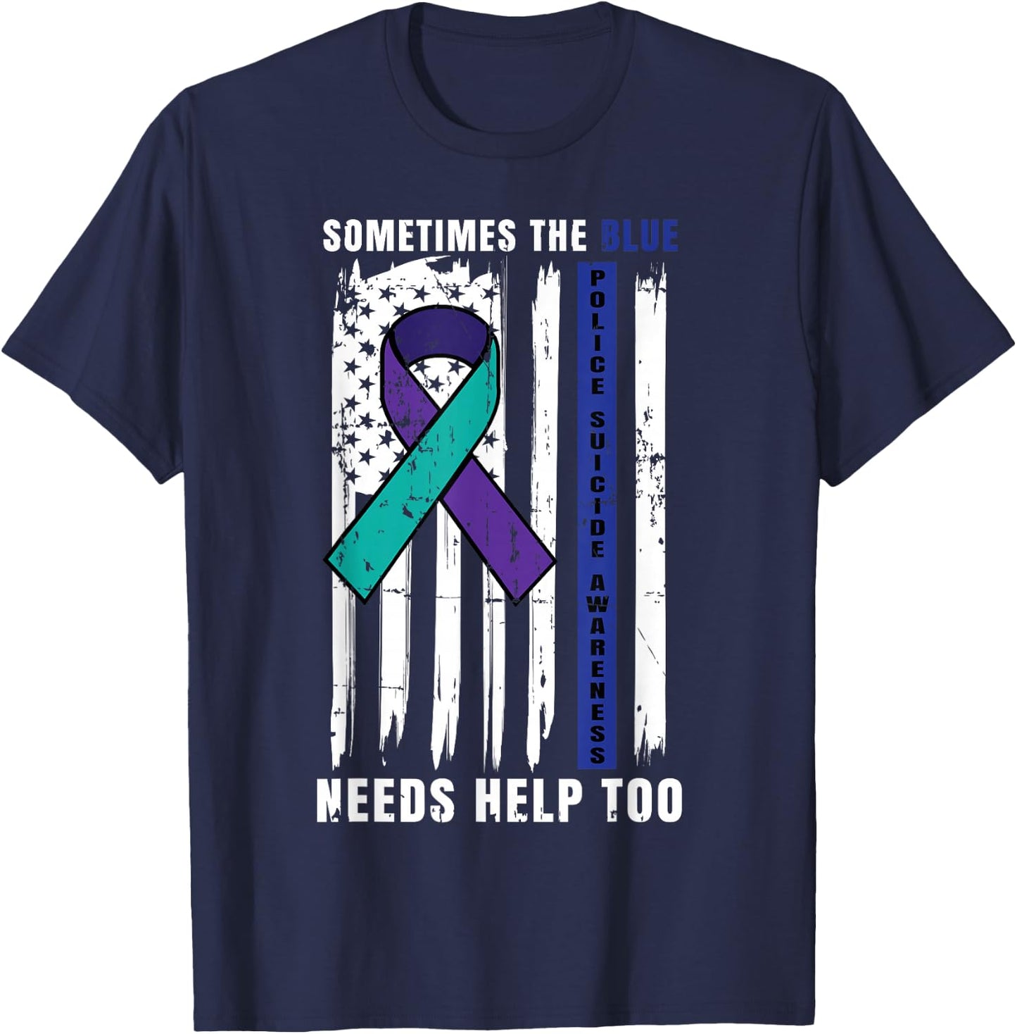 Support Blue Lives Police Suicide Awareness Law Enforcement T-Shirt - T-Shirt | Navy