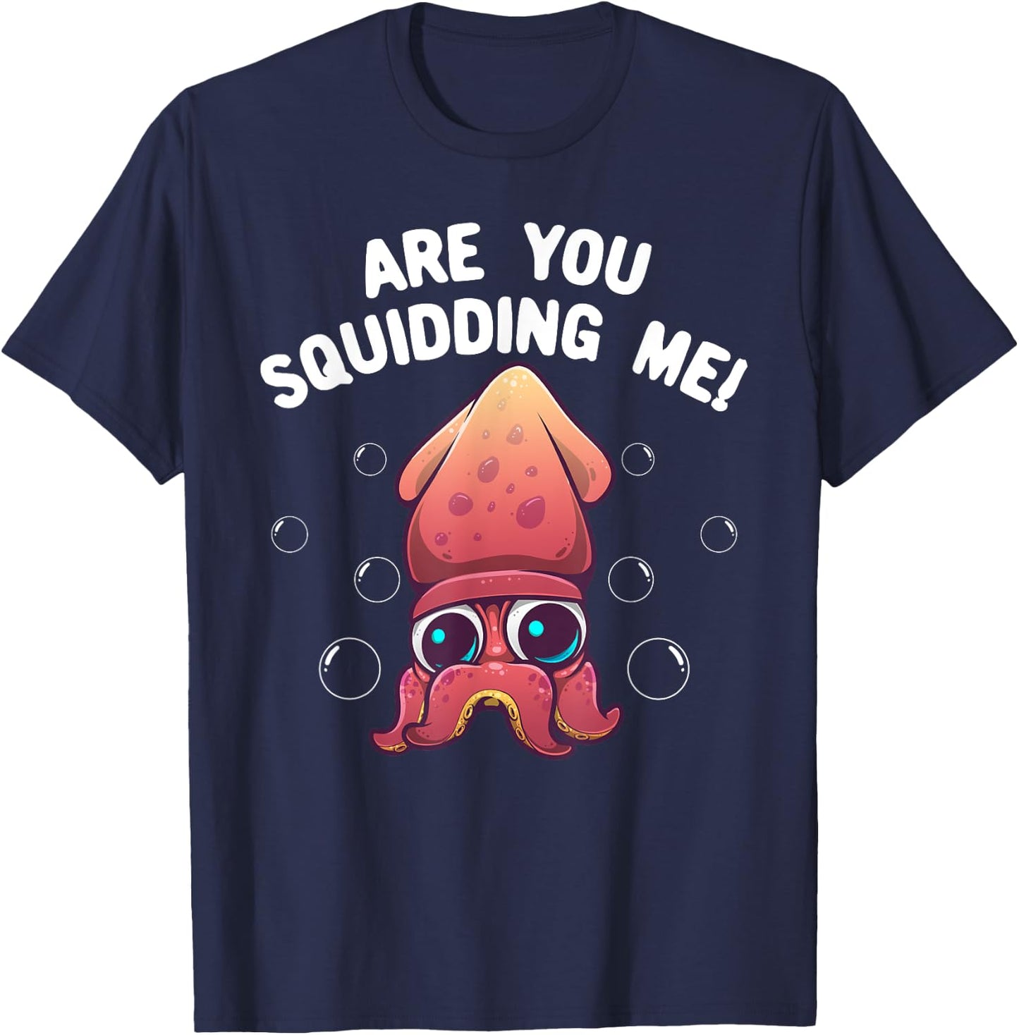 Funny Squid Design For Kids Men Women Octopus Humor Lovers T-Shirt - T-Shirt | Navy