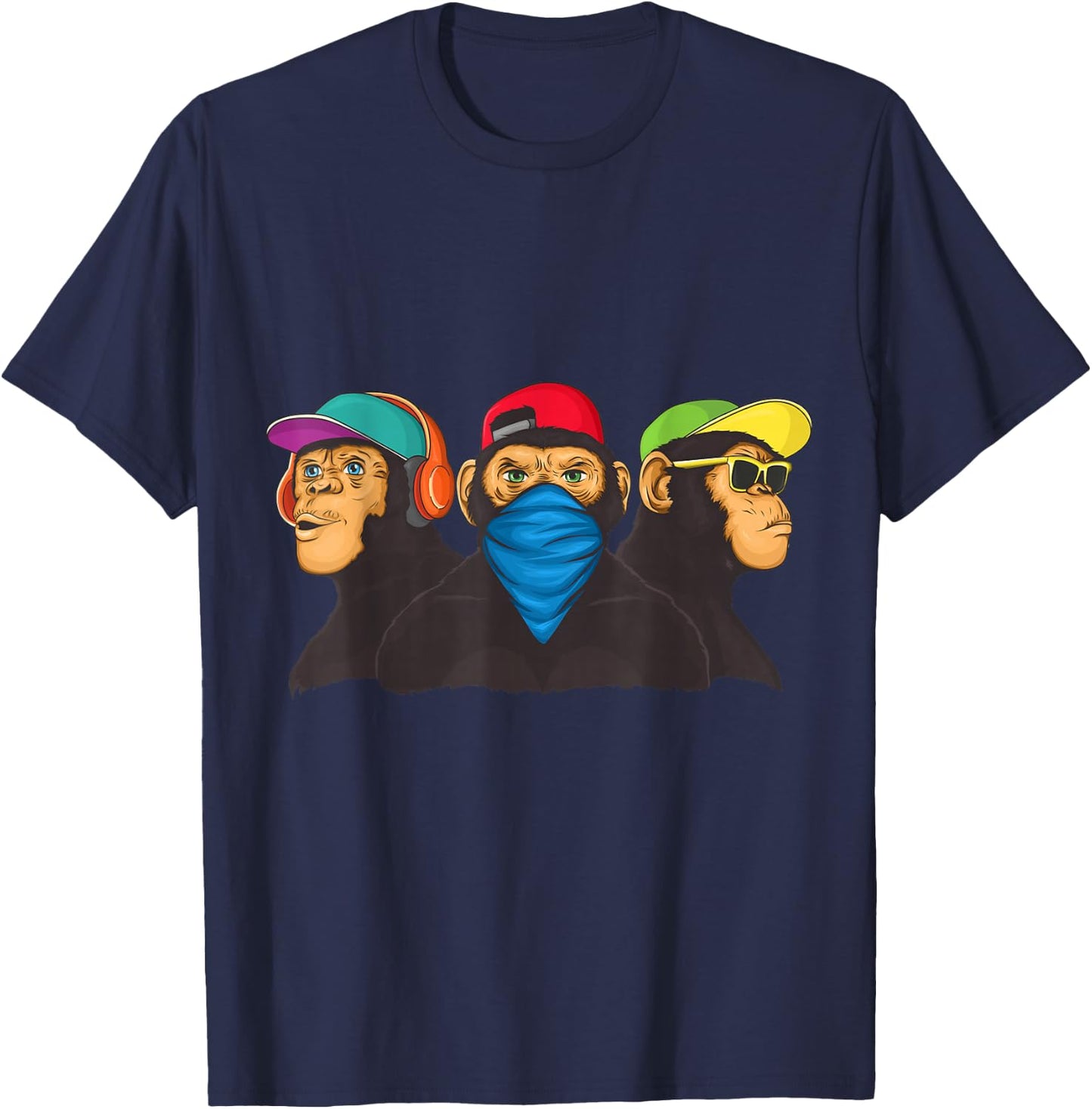 Three wise monkeys masked modern graffiti T-Shirt - T-Shirt | Navy