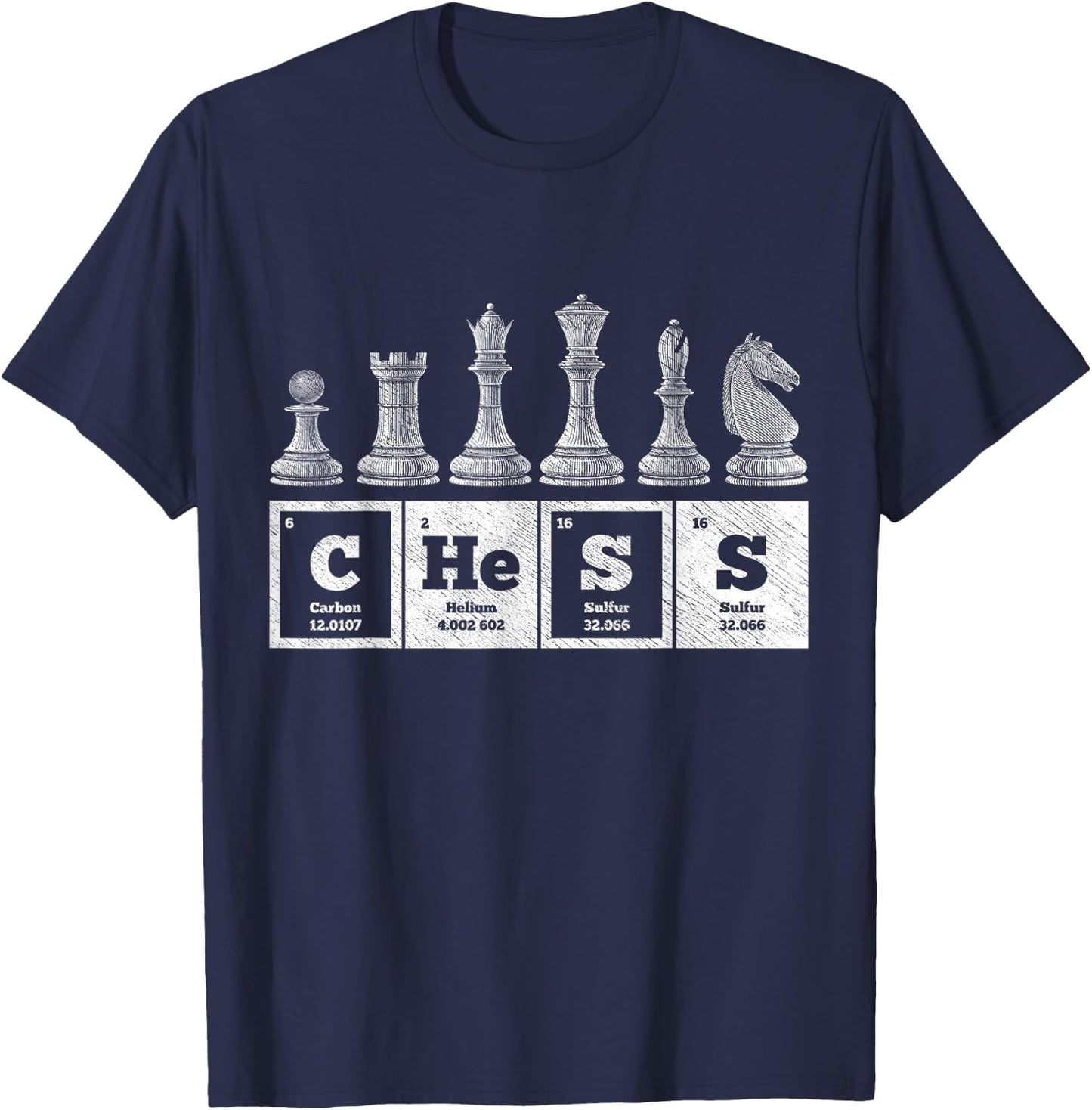 Funny Chess Player Geek Periodic System Chemistry Elements T-Shirt - T-Shirt | Navy