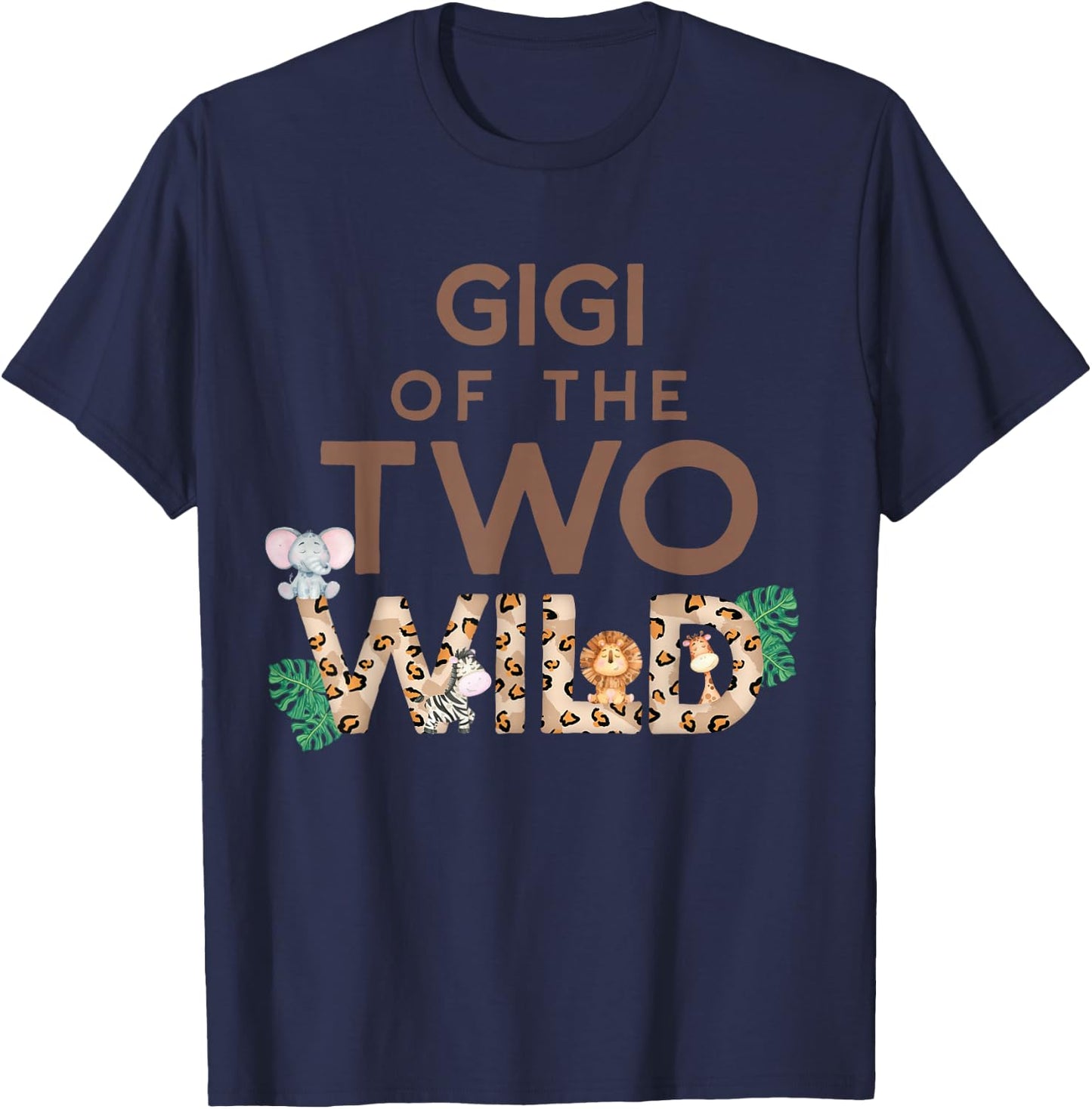 Gigi of The Two Wild Animal Safari 2nd Birthday Theme Family T-Shirt - T-Shirt | Navy