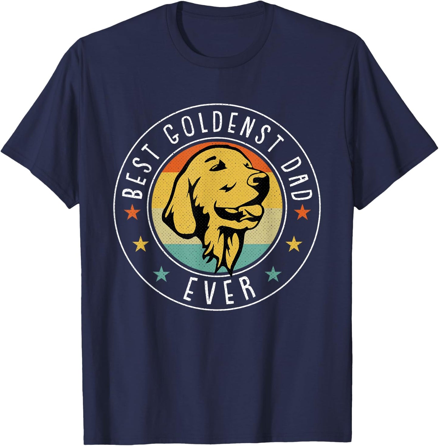 Golden Retriever Dad Fathers Day Retro Dog Daddy Papa T-Shirt - T-Shirt | Navy