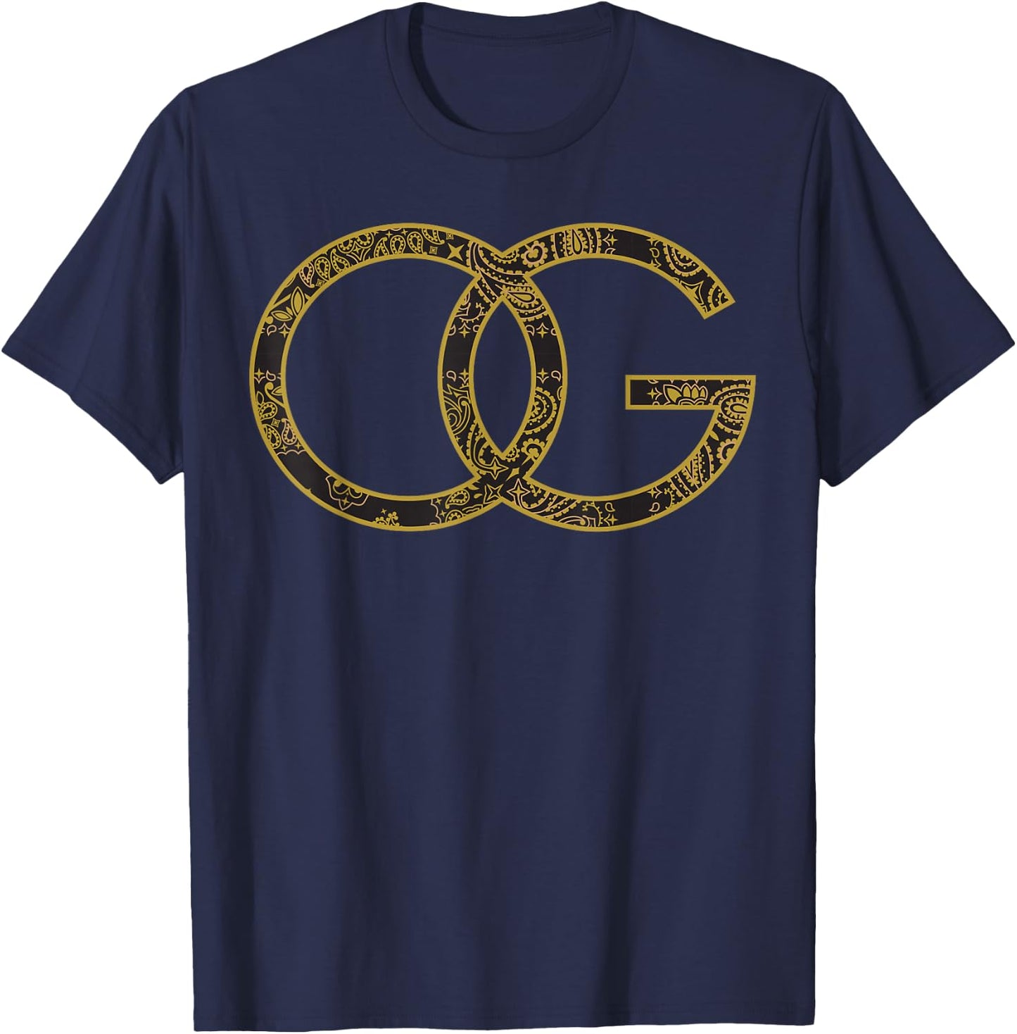 CaliDesign Gold OG Original Gangster Bandana Print T-Shirt - T-Shirt | Navy