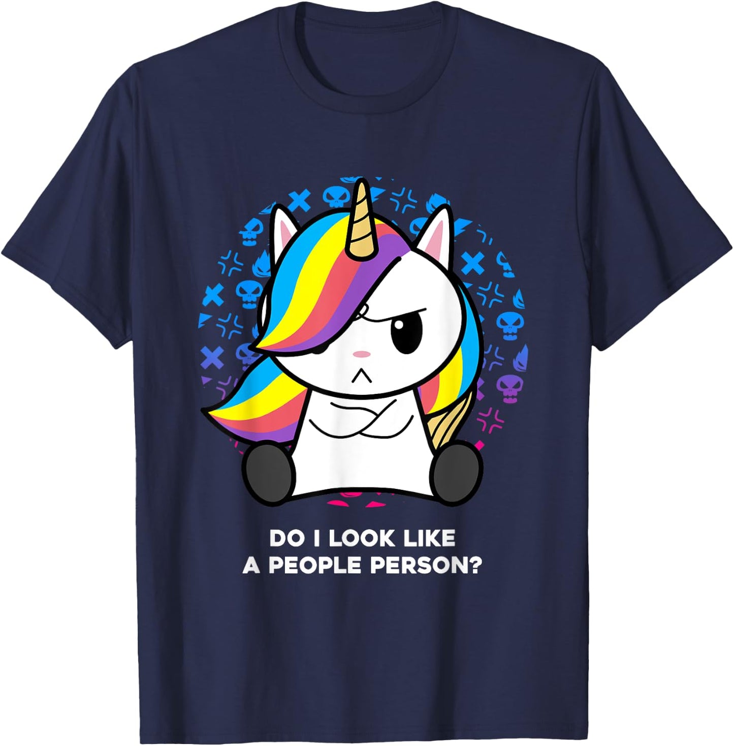 I'm Not Goth I Just Hate Everything Gothic Nerd Unicorn T-Shirt - T-Shirt | Navy