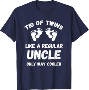 Tio of Twins Pun Announcement Twin Uncle T-Shirt - T-Shirt | Navy