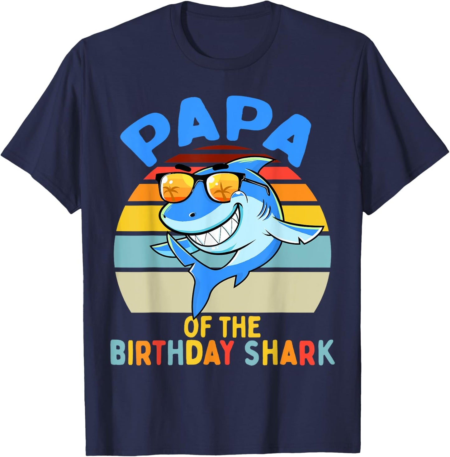 Papa of the Shark Birthday Matching Family T-Shirt - T-Shirt | Navy