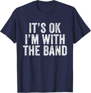Funny I'm With The Band Vintage Distressed - , Black, Small T-Shirt - T-Shirt | Navy