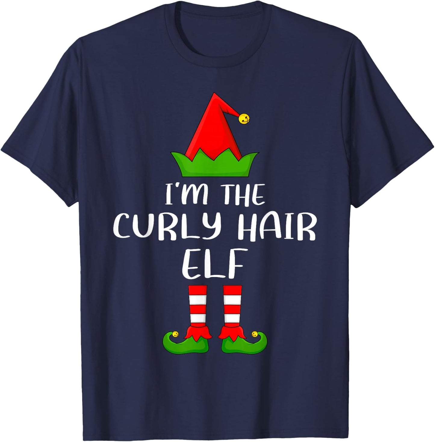 Funny Matching Family I'm The Curly Hair Elf Christmas T-Shirt - T-Shirt | Navy