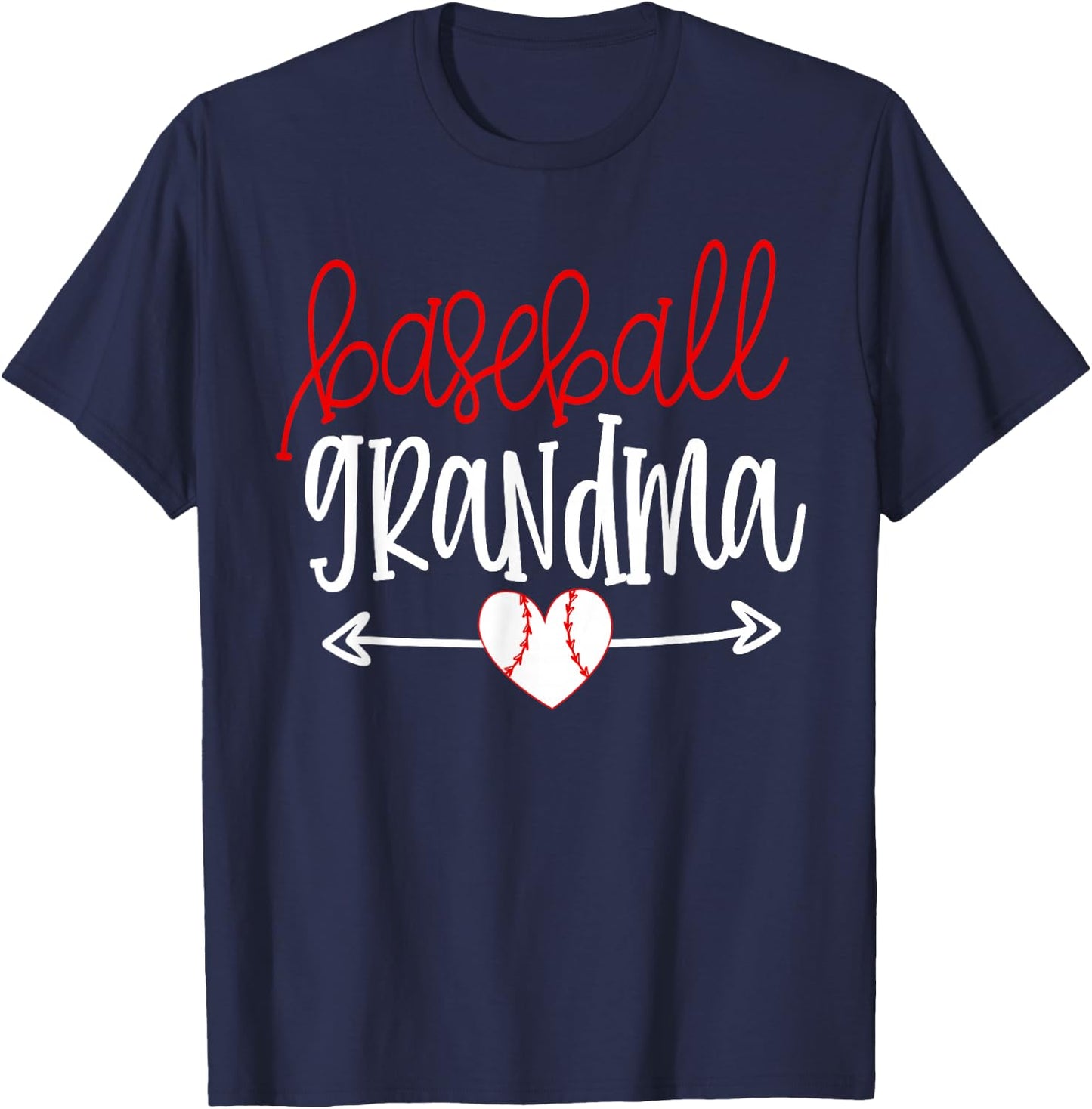 Baseball Grandma Shirt from Grandson Arrow Cute Heart Game T-Shirt - T-Shirt | Navy
