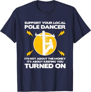Funny Lineman Designs Men Dad Humor Lovers Electronics T-Shirt - T-Shirt | Navy