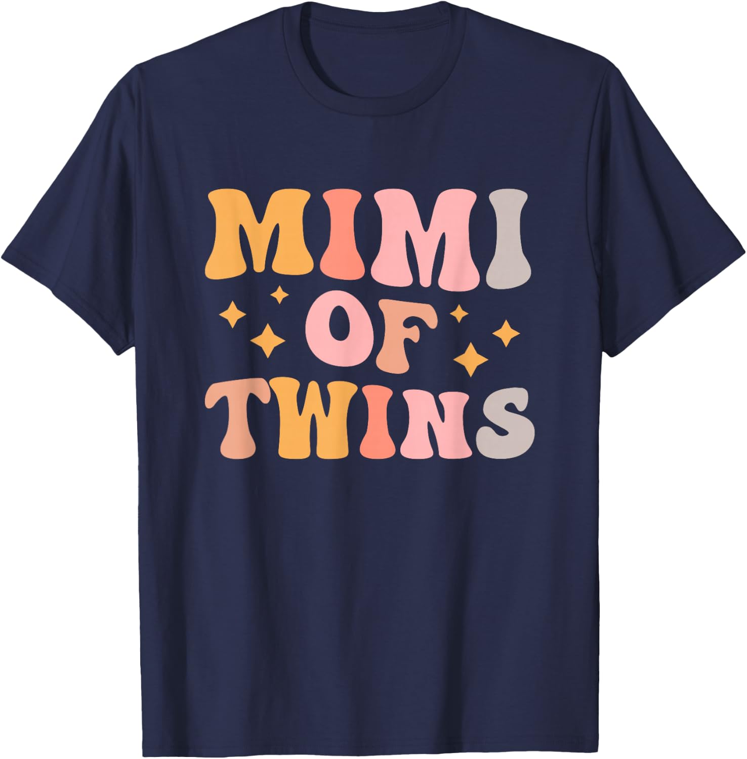 Mimi Of Twins Groovy Twin Mimi Grandma T-Shirt - T-Shirt | Navy