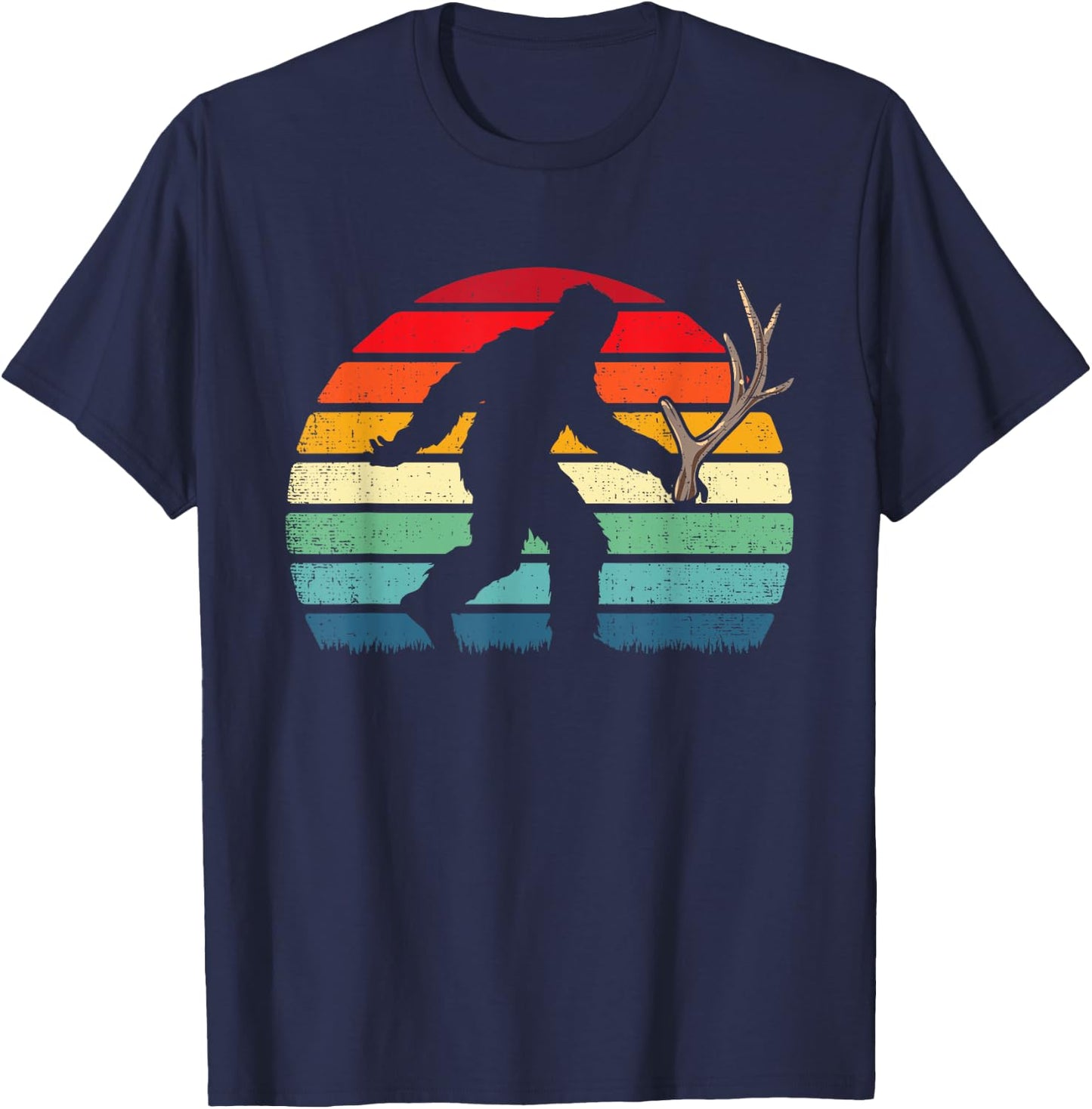 Elk Deer Antler Shed Hunting Bigfoot Sasquatch Hunter Gift T-Shirt - T-Shirt | Navy