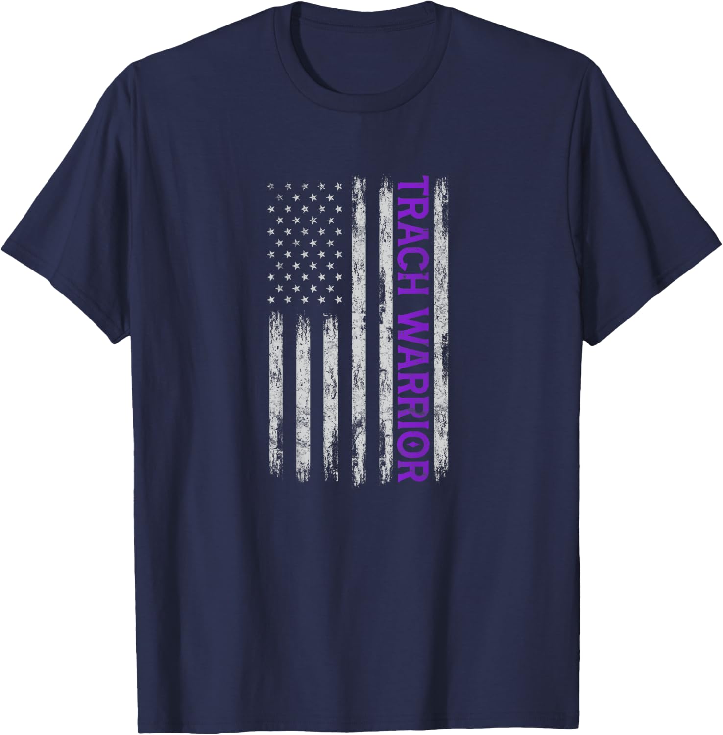 Trach Warrior Tracheostomy Awareness USA Flag Design On Back Kids Men T-Shirt - T-Shirt | Navy