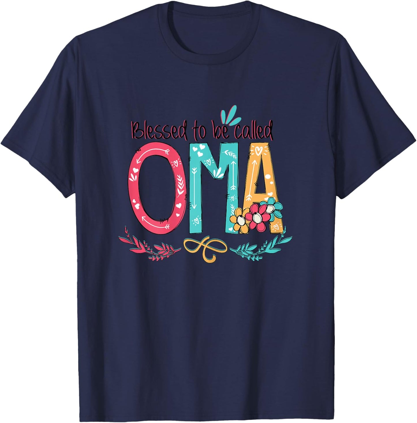 Blessed to be called Oma Colorful gifts-Grandma T-Shirt - T-Shirt | Navy