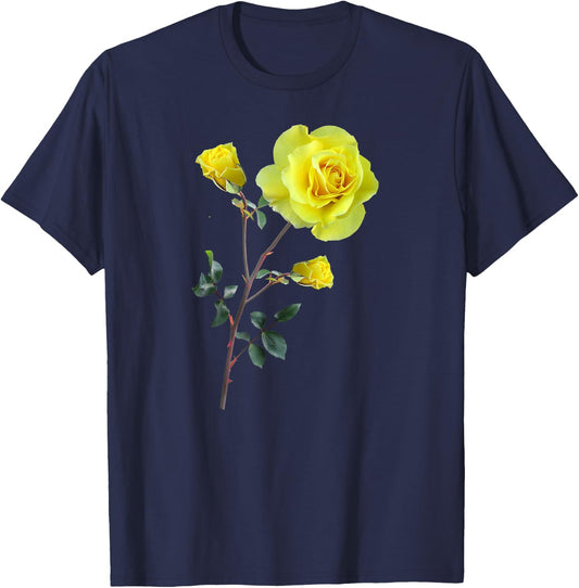 Yellow Rose Botanical Shirt T-Shirt - T-Shirt | Navy