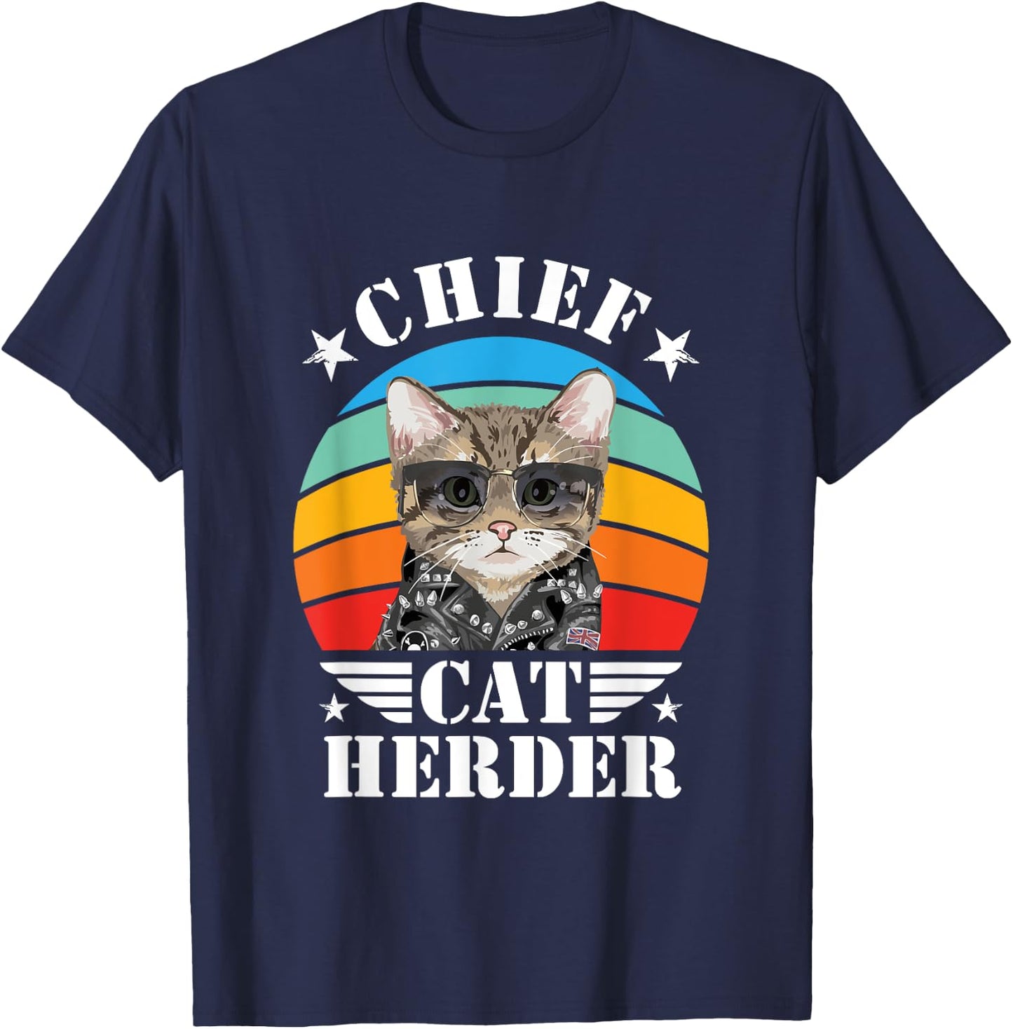 Chief Cat Herder Funny Cat Queen Cat Family Kitten Lover T-Shirt - T-Shirt | Navy