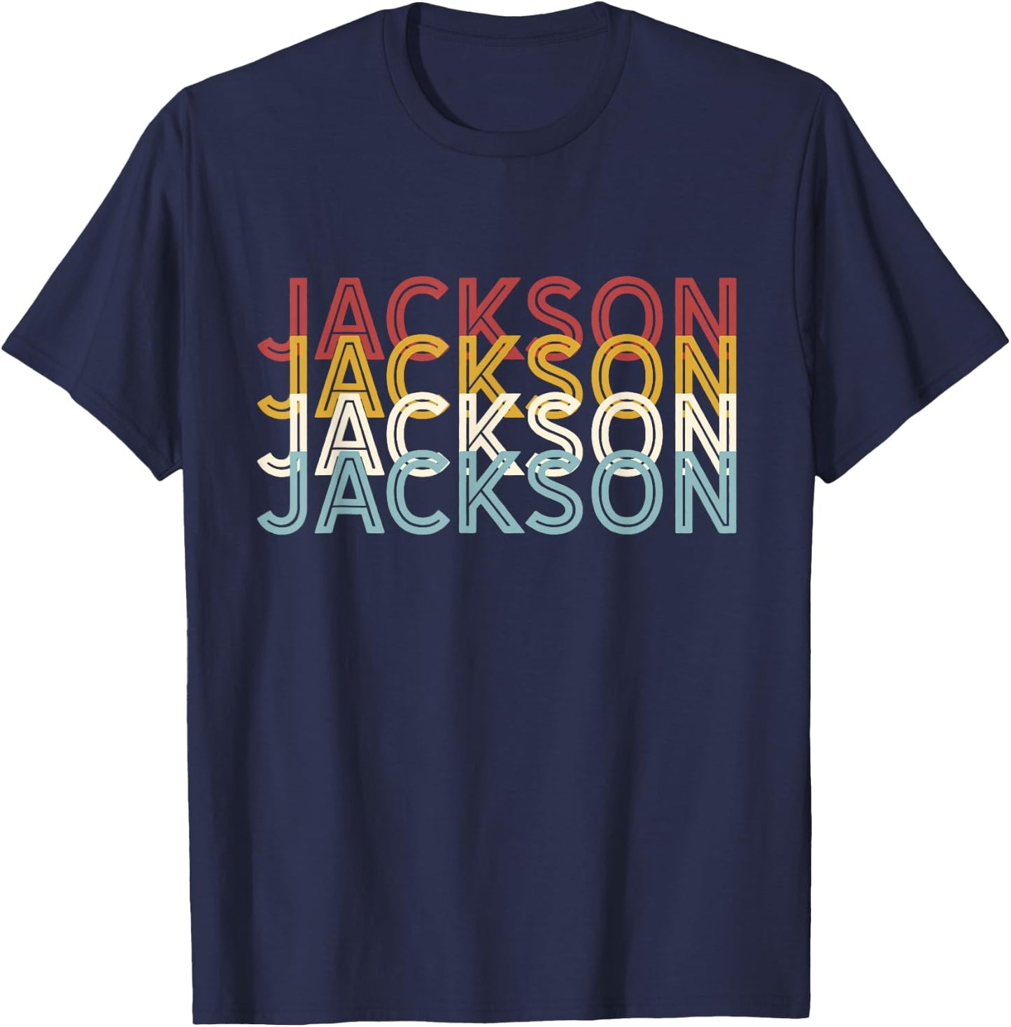 US American City 70's Retro USA - Vintage Jackson , Black T-Shirt - T-Shirt | Navy