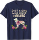 Girl Loves Heeler Flower Animal Pet Blue Red Cattle Dog Gift T-Shirt - T-Shirt | Navy