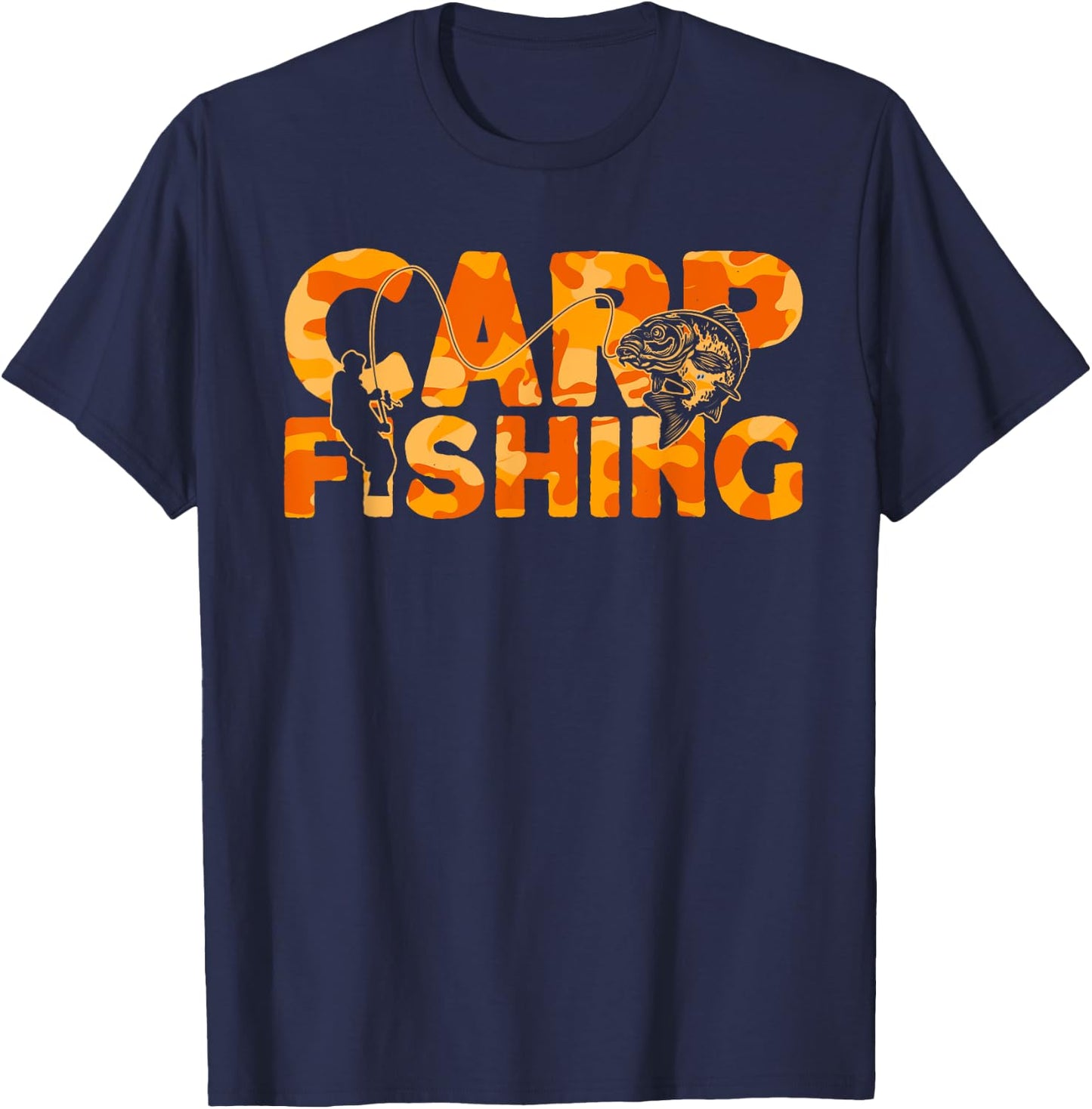 Carp Fisherman Orange Camouflage Carp Fishing T-Shirt - T-Shirt | Navy