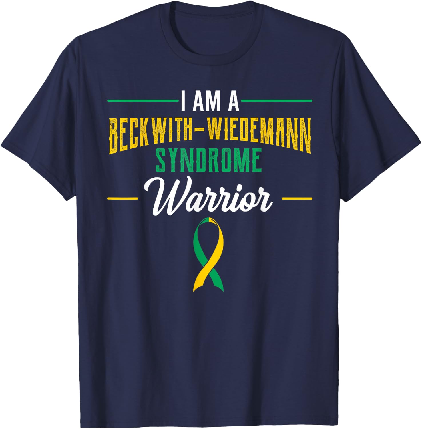 Beckwith–Wiedemann Syndrome Awareness Ribbon BWS Warrior T-Shirt - T-Shirt | Navy
