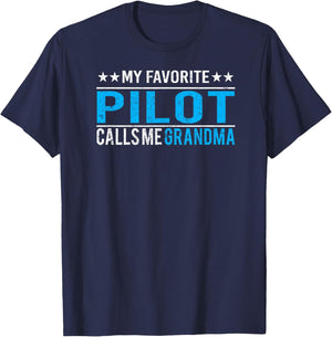 My Favorite Pilot Calls Me Grandma T Shirt Gifts T-Shirt - T-Shirt | Navy