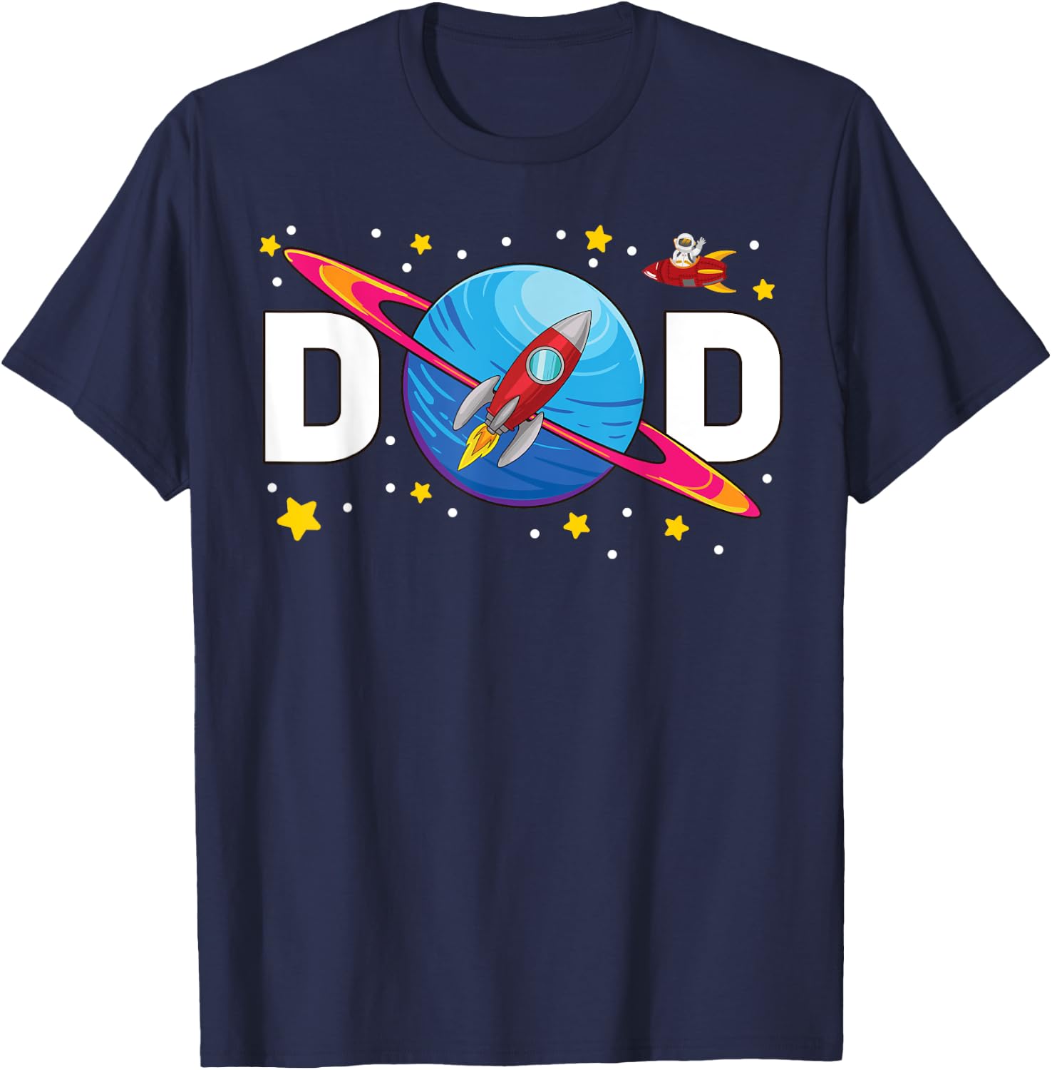 Dad Outer Space Birthday Crew Space Themed Birthday Party T-Shirt - T-Shirt | Navy
