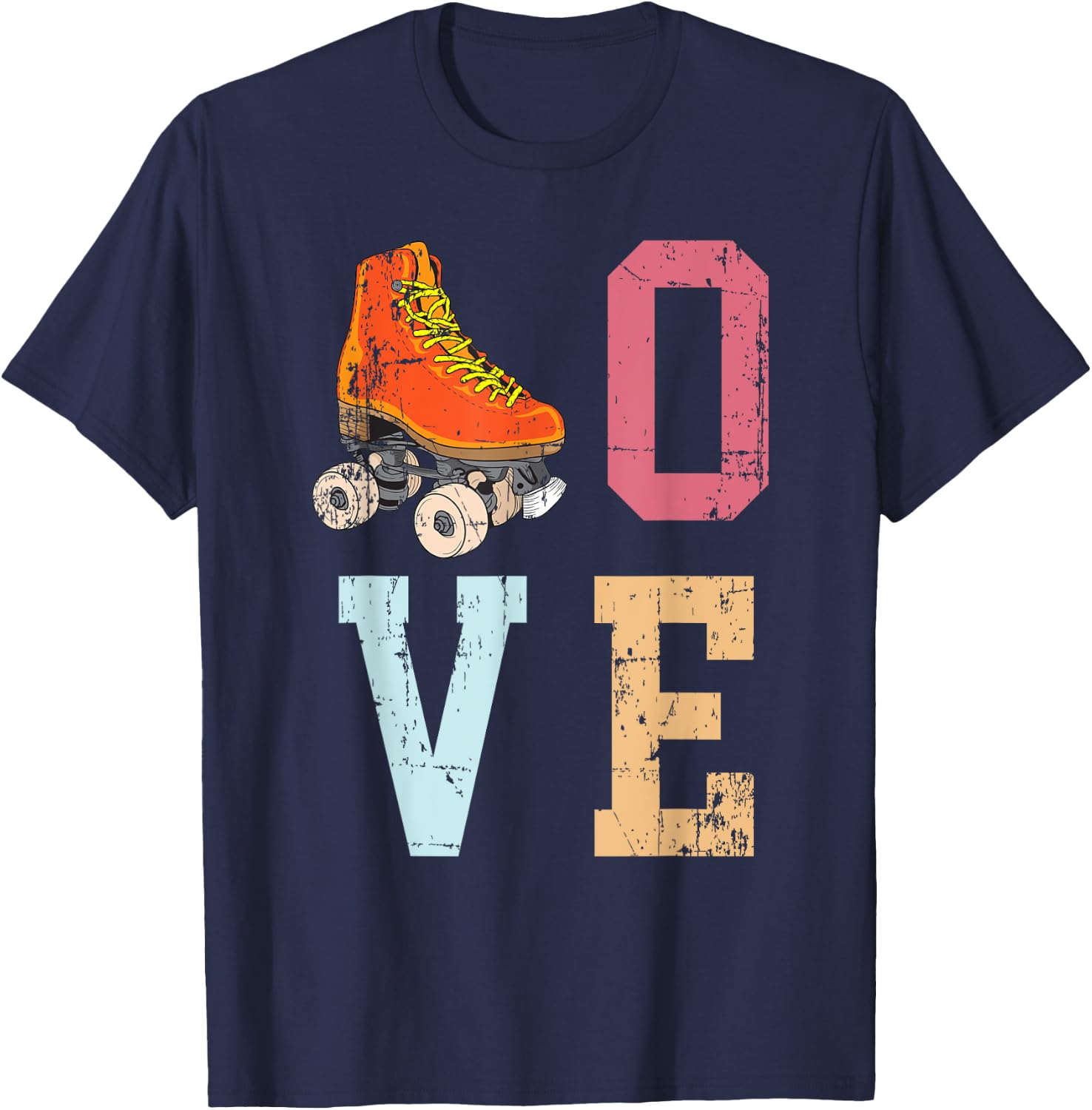 Funny Roller Skating Vintage Skate Lover 70's Gift Men Women T-Shirt - T-Shirt | Navy